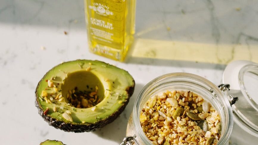 Olive oil, avocado and nut contain healthy fats.
