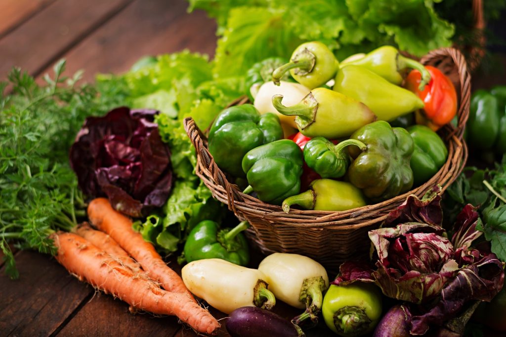 Set of vegetables including sweet vegetables