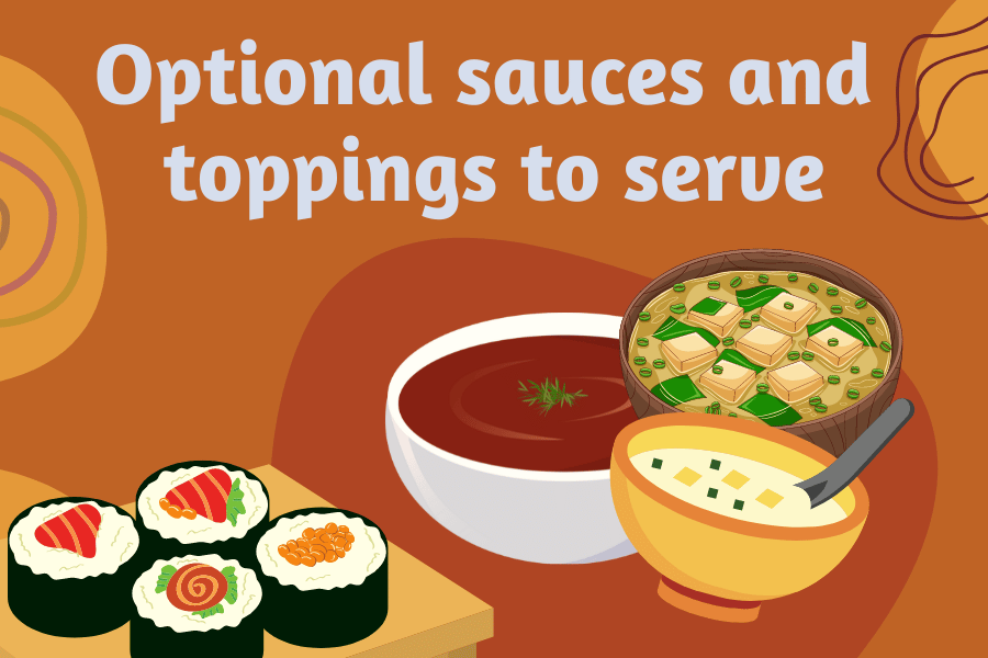 Optional sauces and toppings for Alaskan rolls
